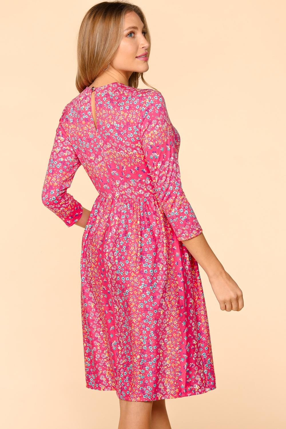 Haptics Round Neck Floral Dress with Pockets - Luminous Bear Shop