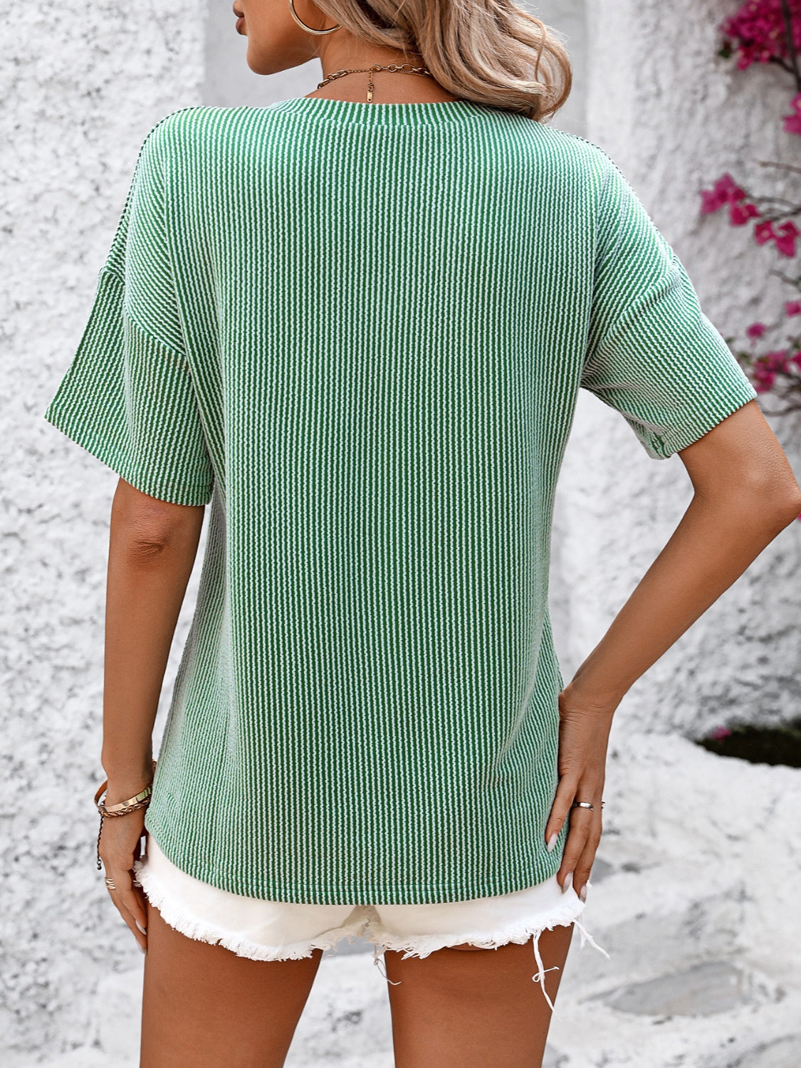 V-Neck Dropped Shoulder T-Shirt - Luminous Bear Shop