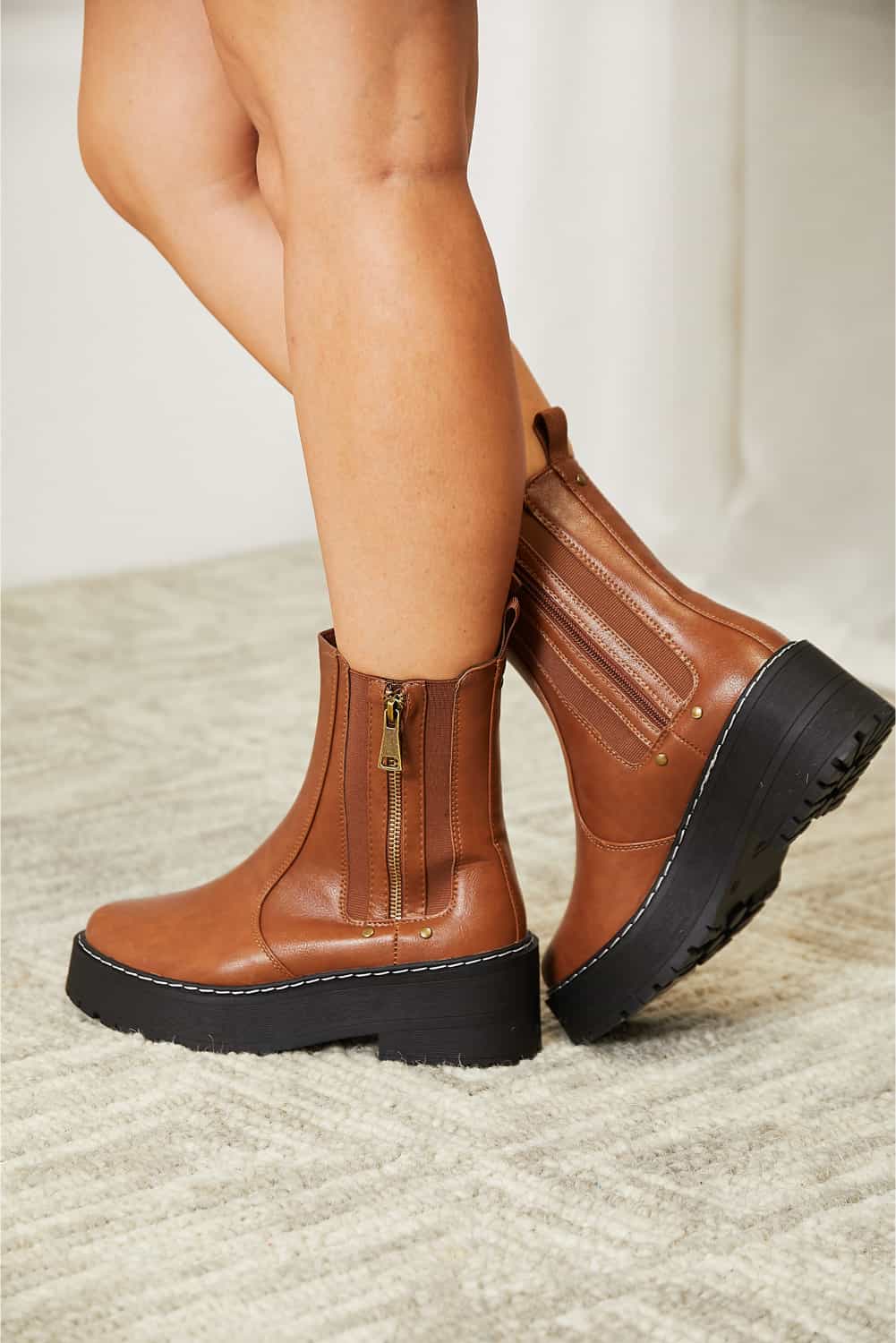 Forever Link Side Zip Platform Boots - Luminous Bear Shop