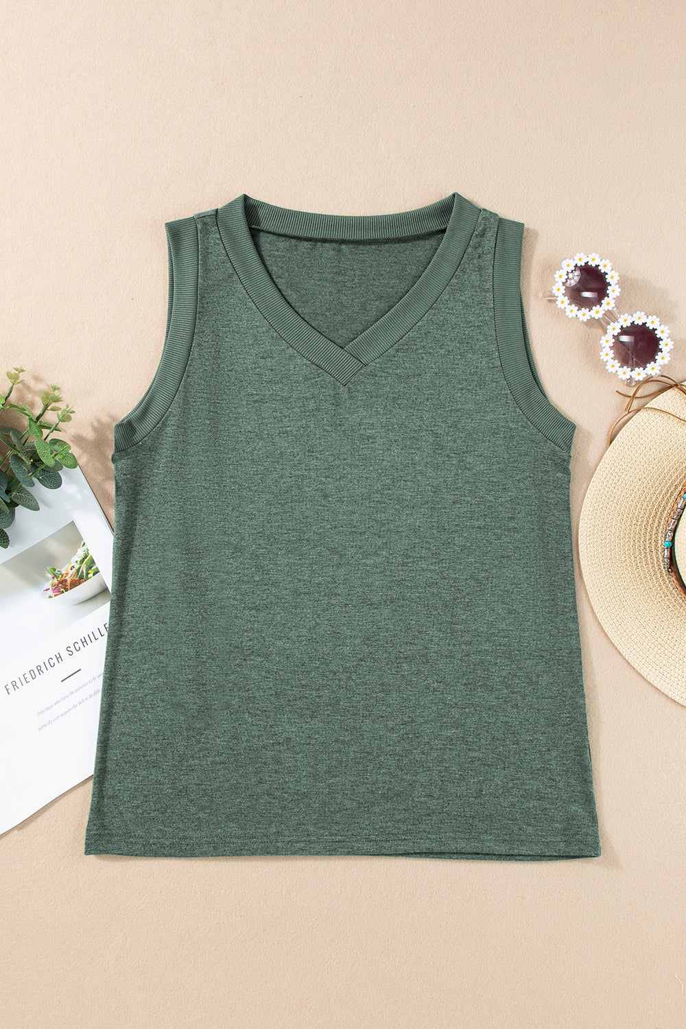 V-Neck Wide Strap Tank - Luminous Bear Shop