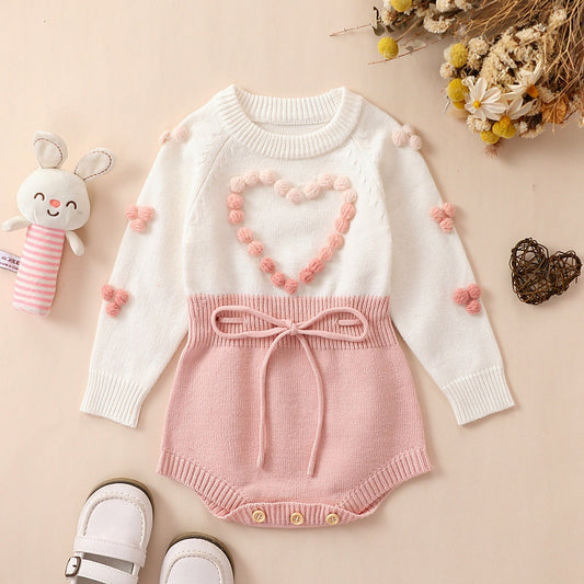 Autumn and winter new children's knitted sweater jumpsuit long sleeve ha clothes - Luminous Bear