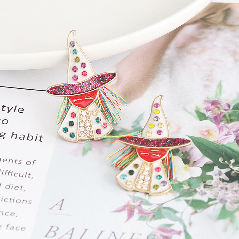 Witch Rhinestone Alloy Earrings - Luminous Bear Shop