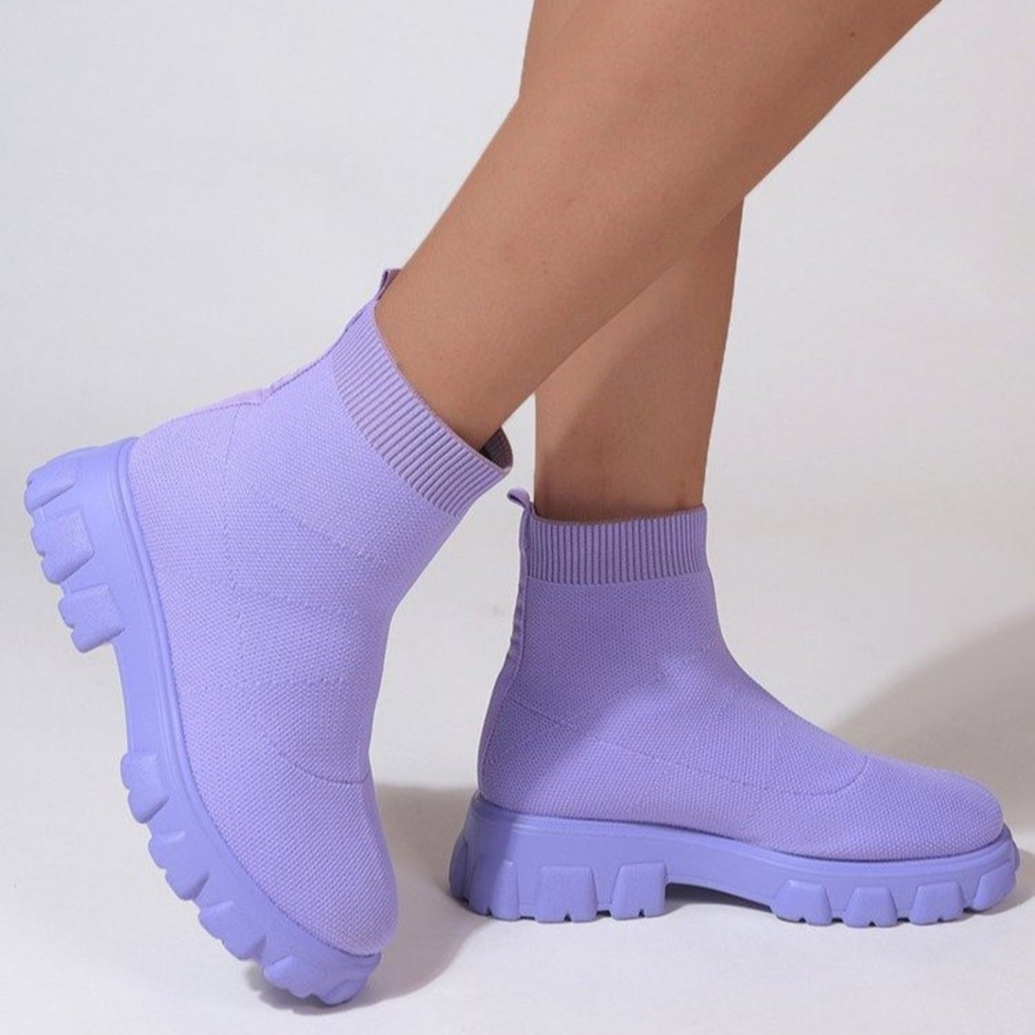 Mesh Round Toe Platform Boots - Luminous Bear Shop