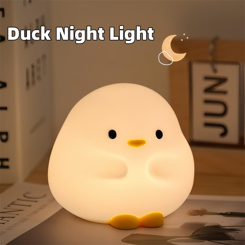 Cute Duck LED Night Lamp Cartoon Silicone USB Rechargeable Sleeping Light Touch Sensor Timing Bedroom Bedside Lamp For Kid Gift Home Decor - Luminous Bear Shop