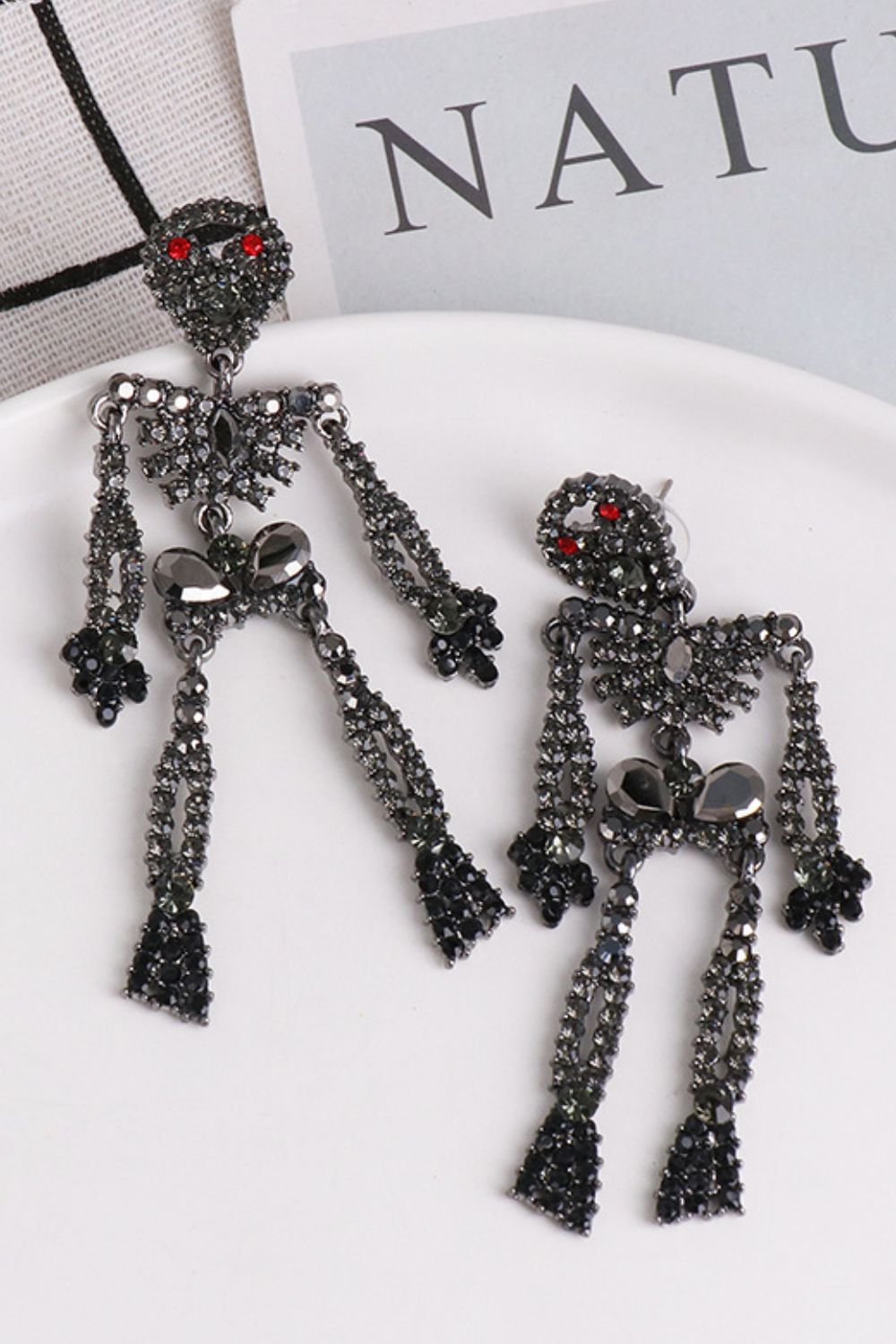 Skeleton Shape Glass Stone Dangle Earrings - Luminous Bear Shop