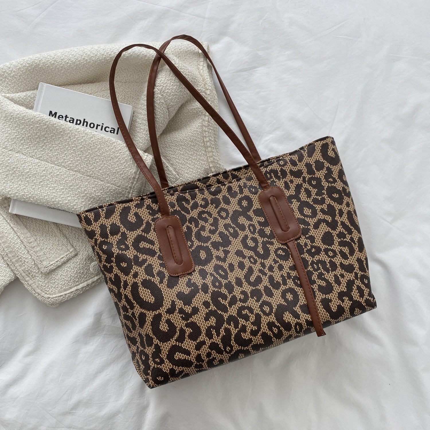 PU Leather Leopard Tote Bag - Luminous Bear Shop