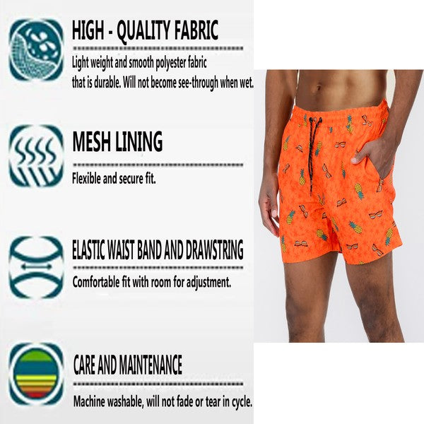 Solid Lined Beach Swim Text Swim Shorts - Luminous Bear Shop