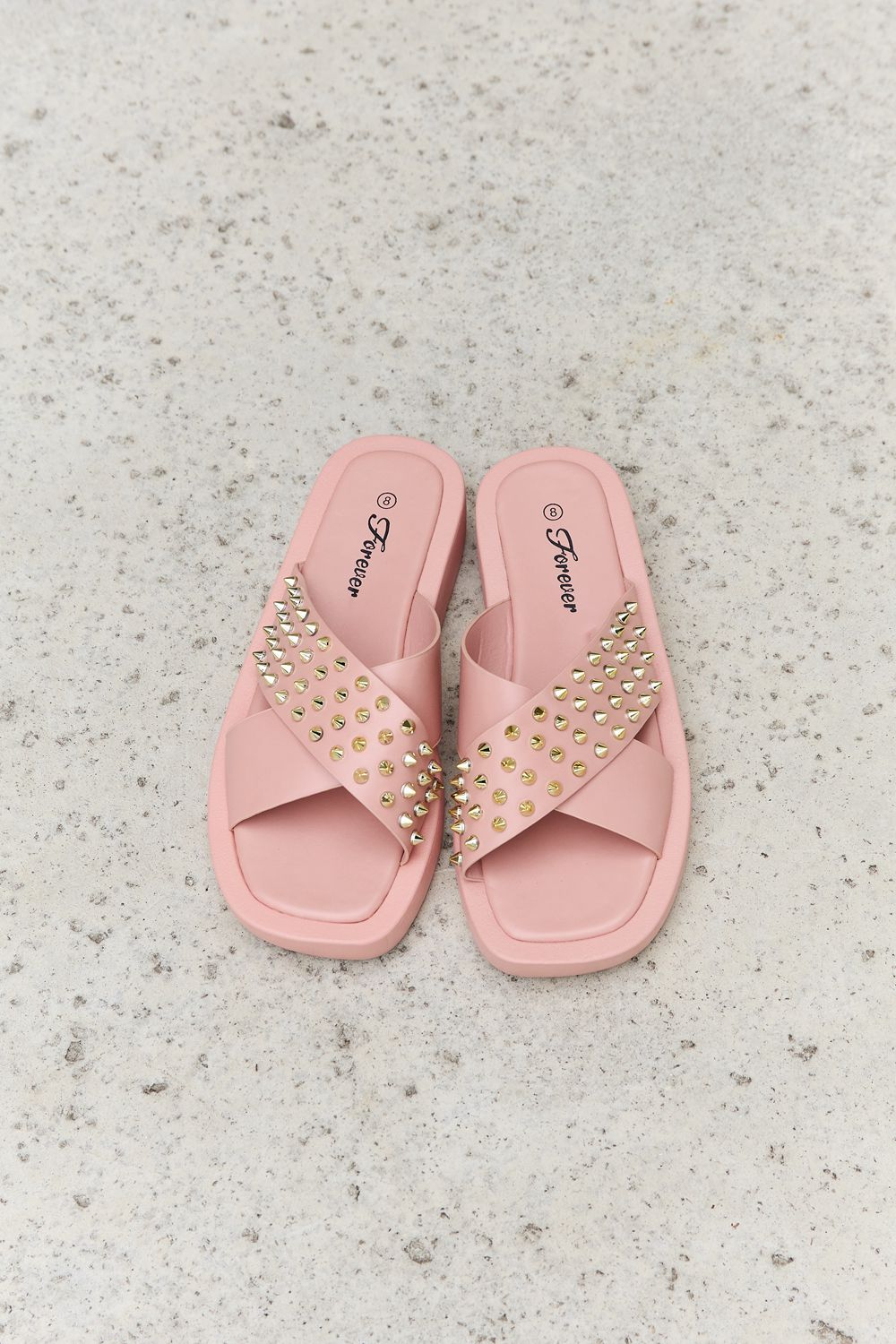 Forever Link Studded Cross Strap Sandals in Blush - Luminous Bear Shop