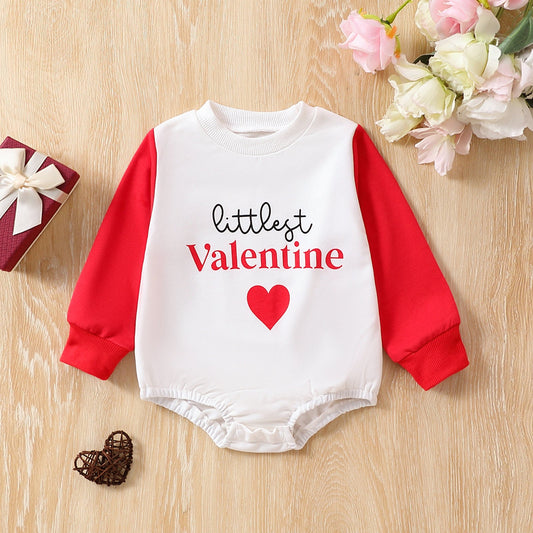 Baby girl children's Valentine's Day color combination long-sleeved triangle dress - Luminous Bear