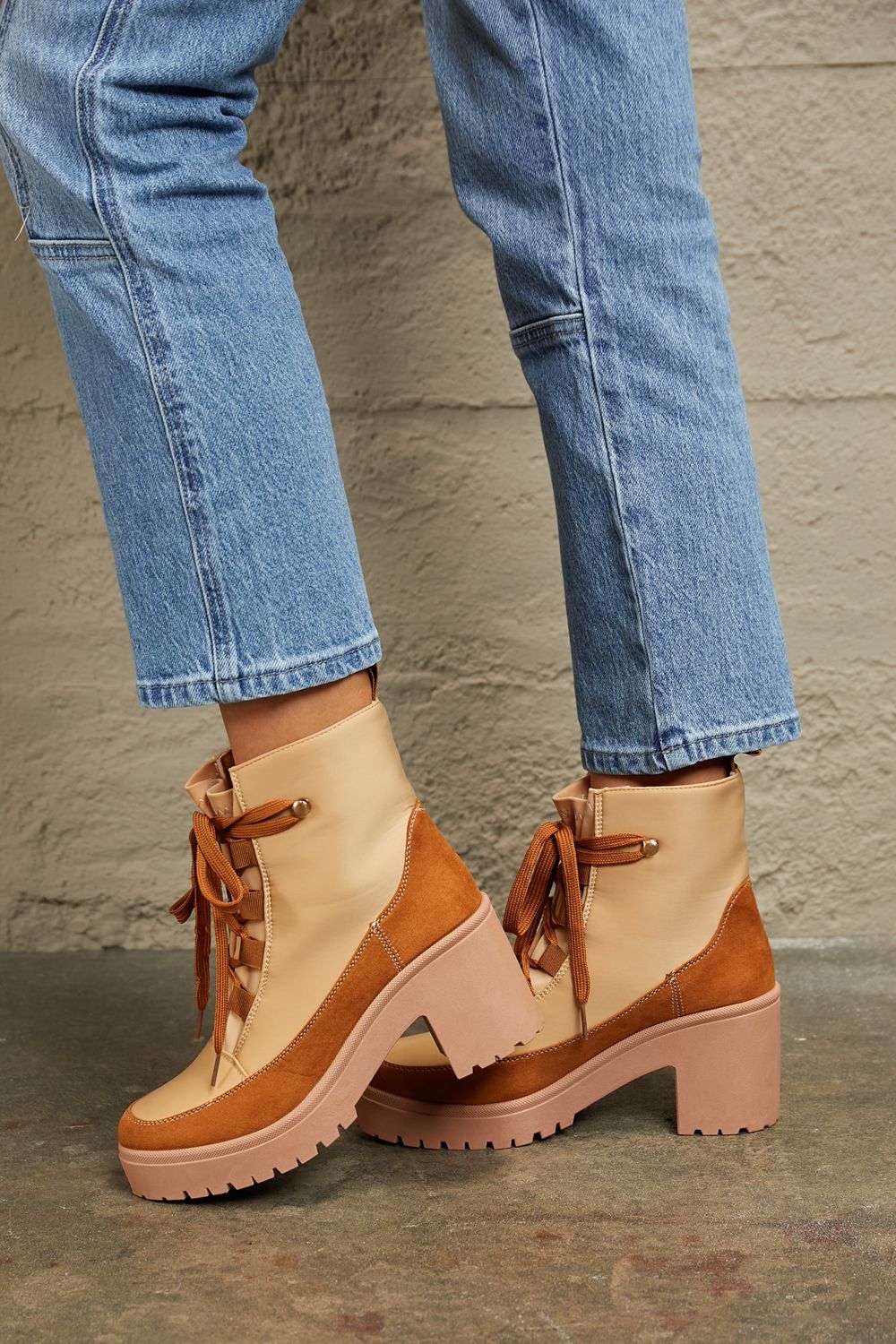 East Lion Corp Lace Up Lug Booties - Luminous Bear Shop