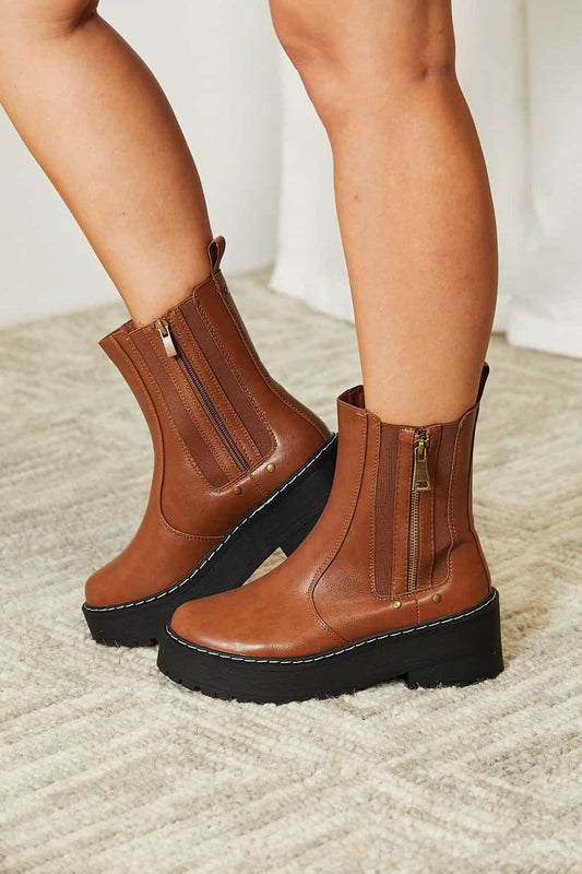 Forever Link Side Zip Platform Boots - Luminous Bear Shop
