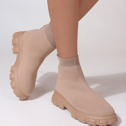 Mesh Round Toe Platform Boots - Luminous Bear Shop