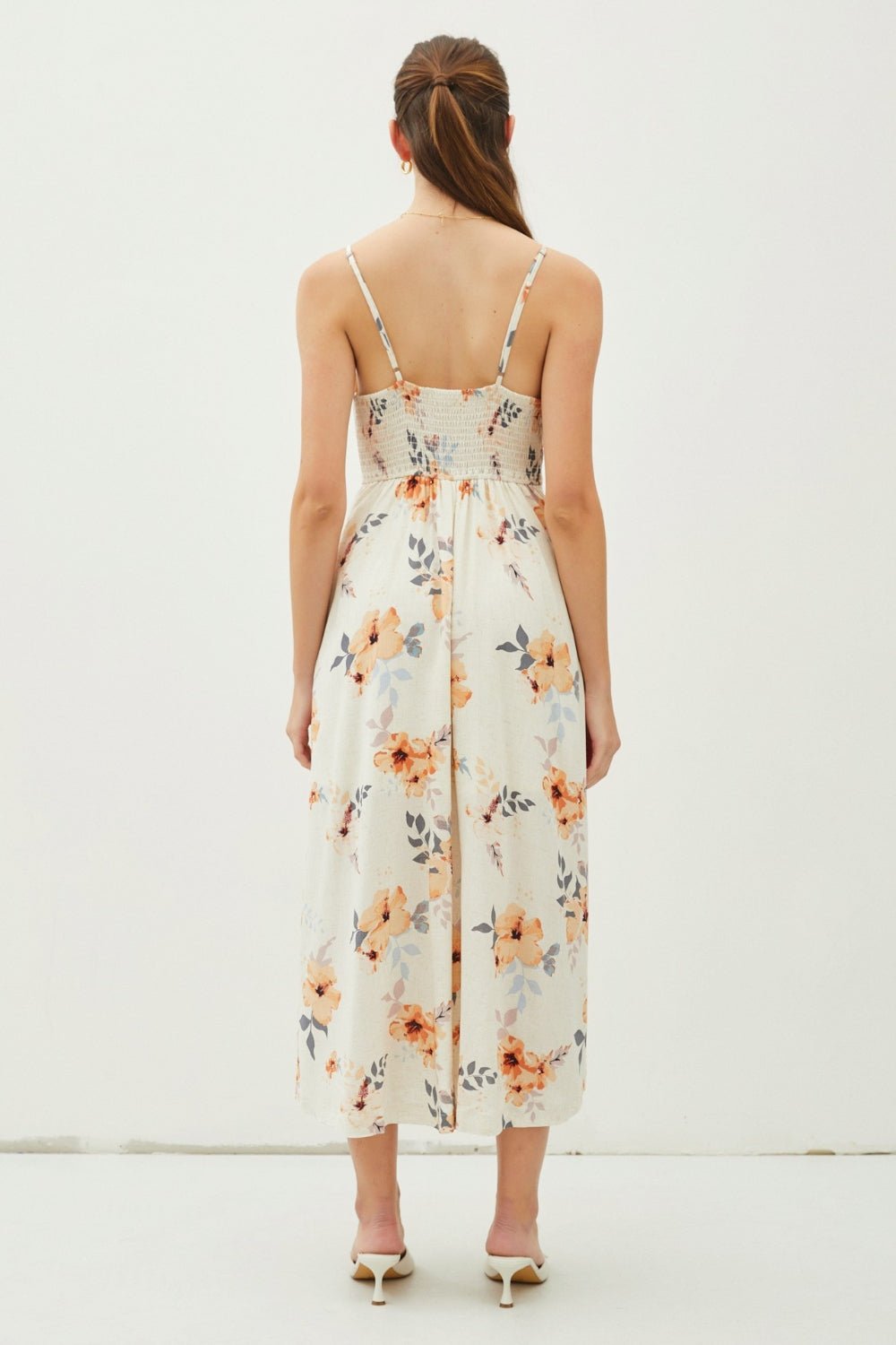 Be Cool Floral Button Down Cami Midi Dress - Luminous Bear