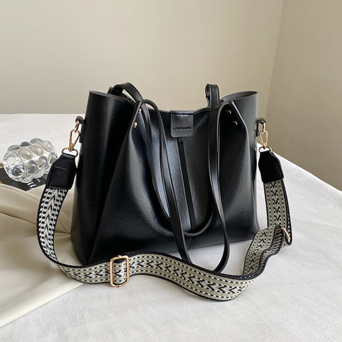 PU Leather Large Tote Bag - Luminous Bear Shop