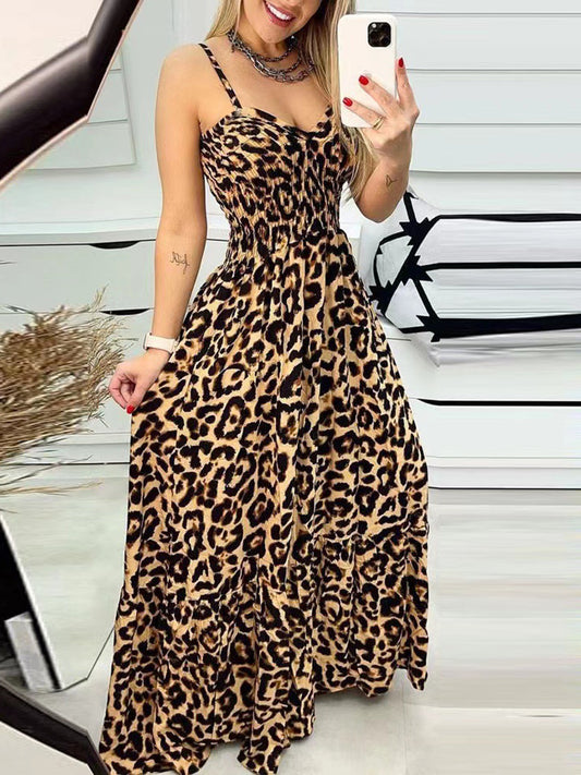 Leopard Sweetheart Neck Cami Dress - Luminous Bear Shop