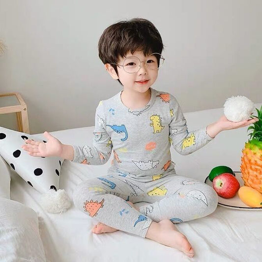 Boys' And Girls' Autumn And Winter Cotton Thermal Underwear Set - Luminous Bear