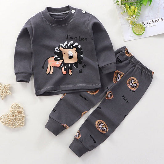 Boys And Girls Children's Underwear Suit Cotton Children Autumn And Winter Pajamas - Luminous Bear