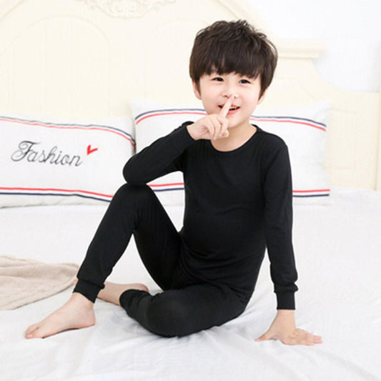 Boys And Girls Modal Autumn Clothes And Long Trousers Underwear Set - Luminous Bear