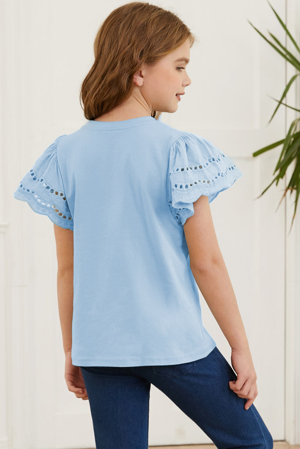 Round Neck Flutter Sleeve T-Shirt - Luminous Bear Shop