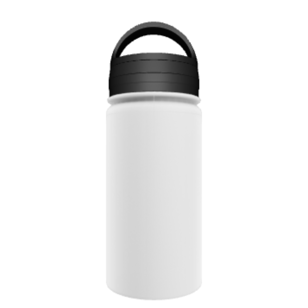 Aqualeeta 12oz Handle Lid Stainless Steel White Coated Water Bottle - Luminous Bear Shop