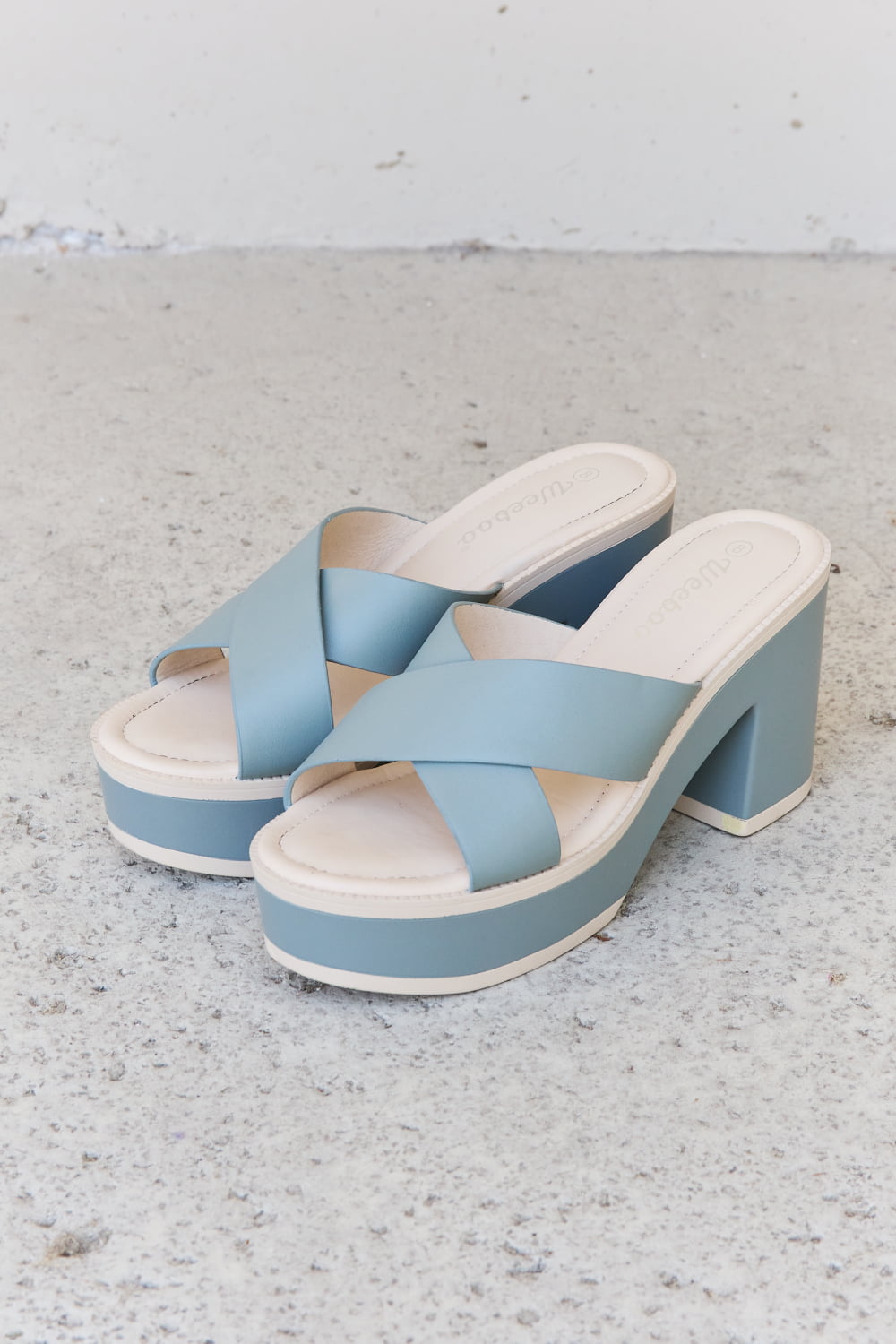 Weeboo Cherish The Moments Contrast Platform Sandals in Misty Blue - Luminous Bear Shop