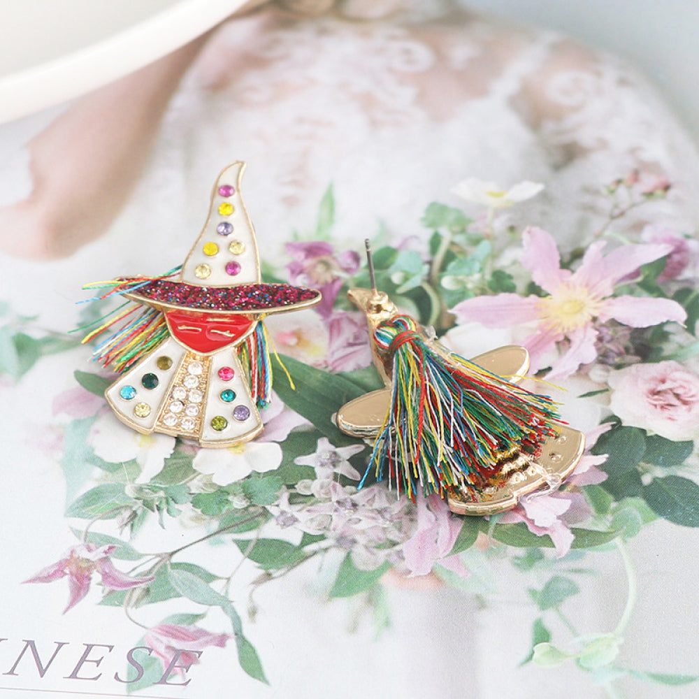 Witch Rhinestone Alloy Earrings - Luminous Bear Shop
