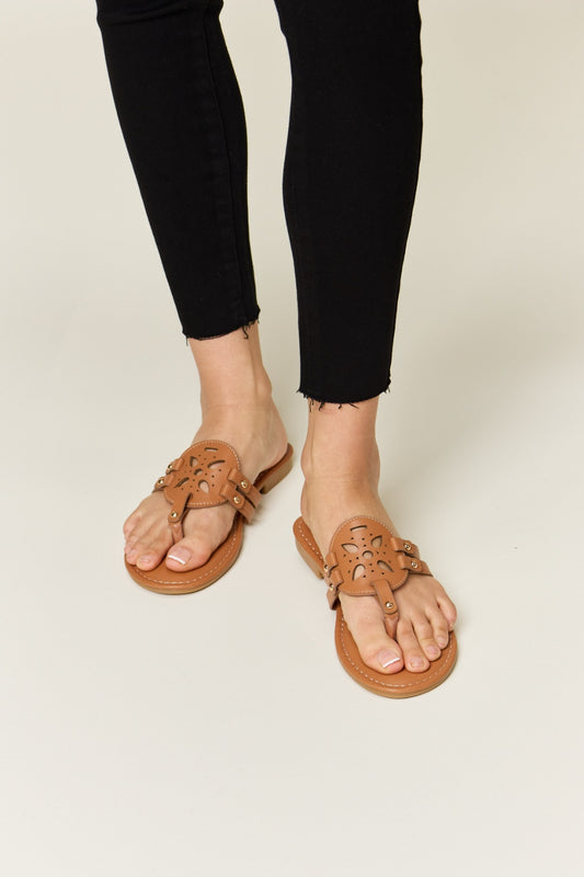 Forever Link Cutout PU Leather Open Toe Sandals - Luminous Bear Shop