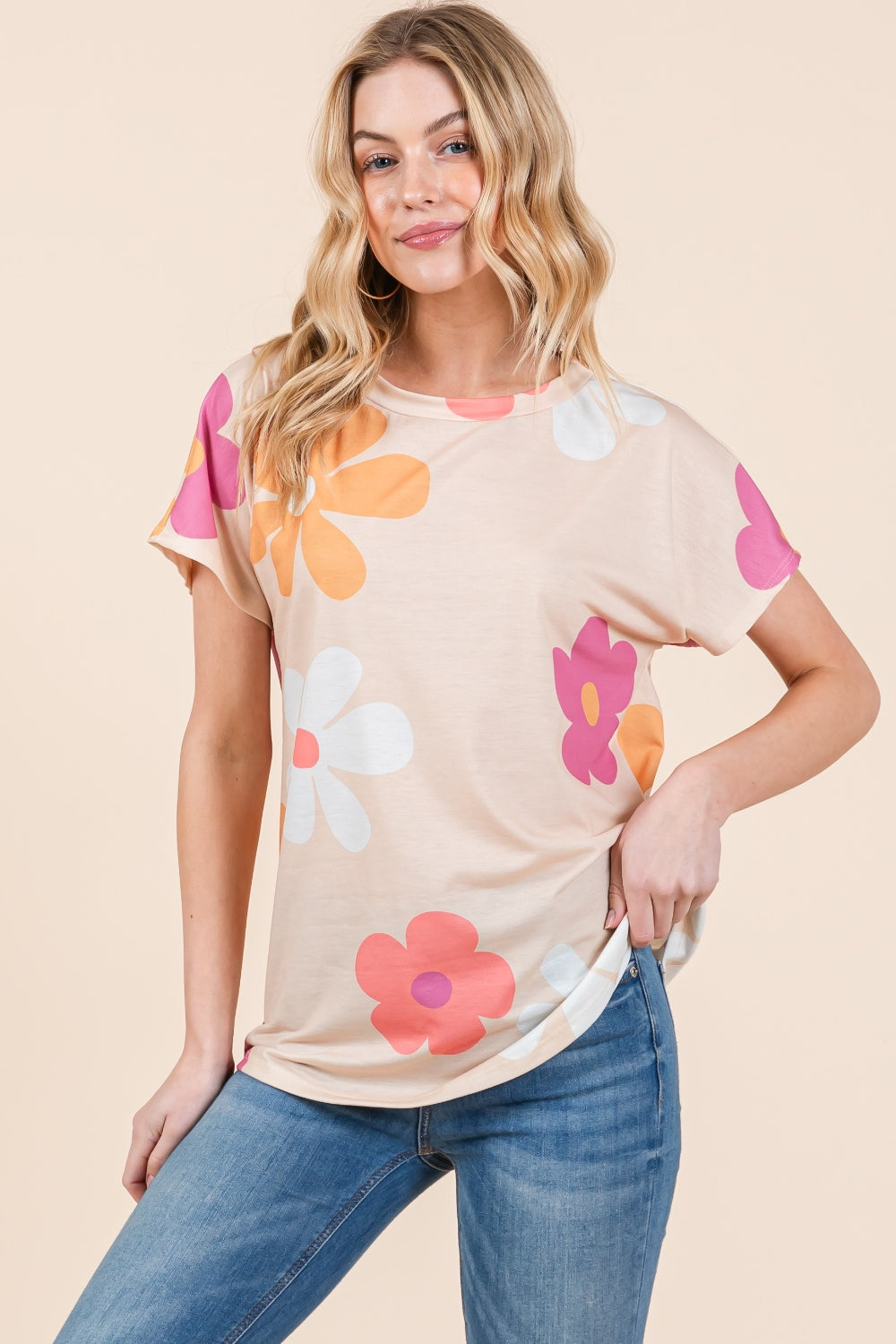 BOMBOM Floral Short Sleeve T-Shirt - Luminous Bear Shop