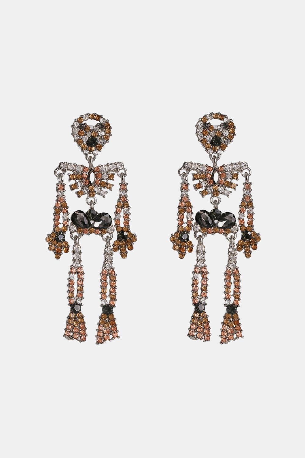 Skeleton Shape Glass Stone Dangle Earrings - Luminous Bear Shop