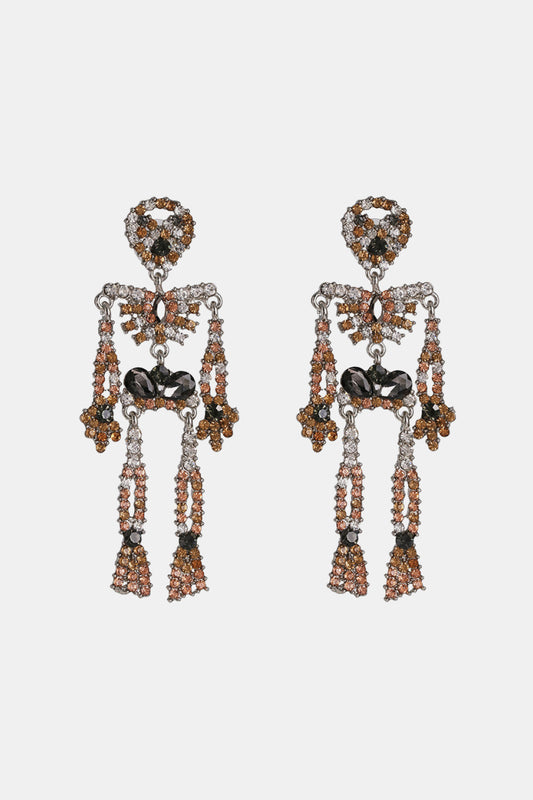 Skeleton Shape Glass Stone Dangle Earrings - Luminous Bear Shop