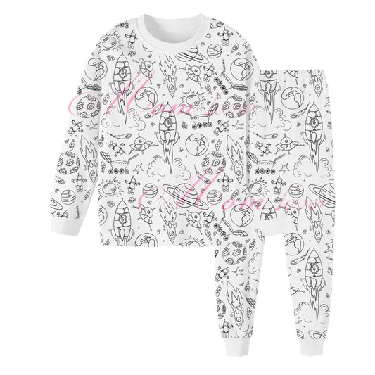 colouring pajama sets: DIY hand-painted colouring Pajama sets for children's graffiti pajamas - Luminous Bear