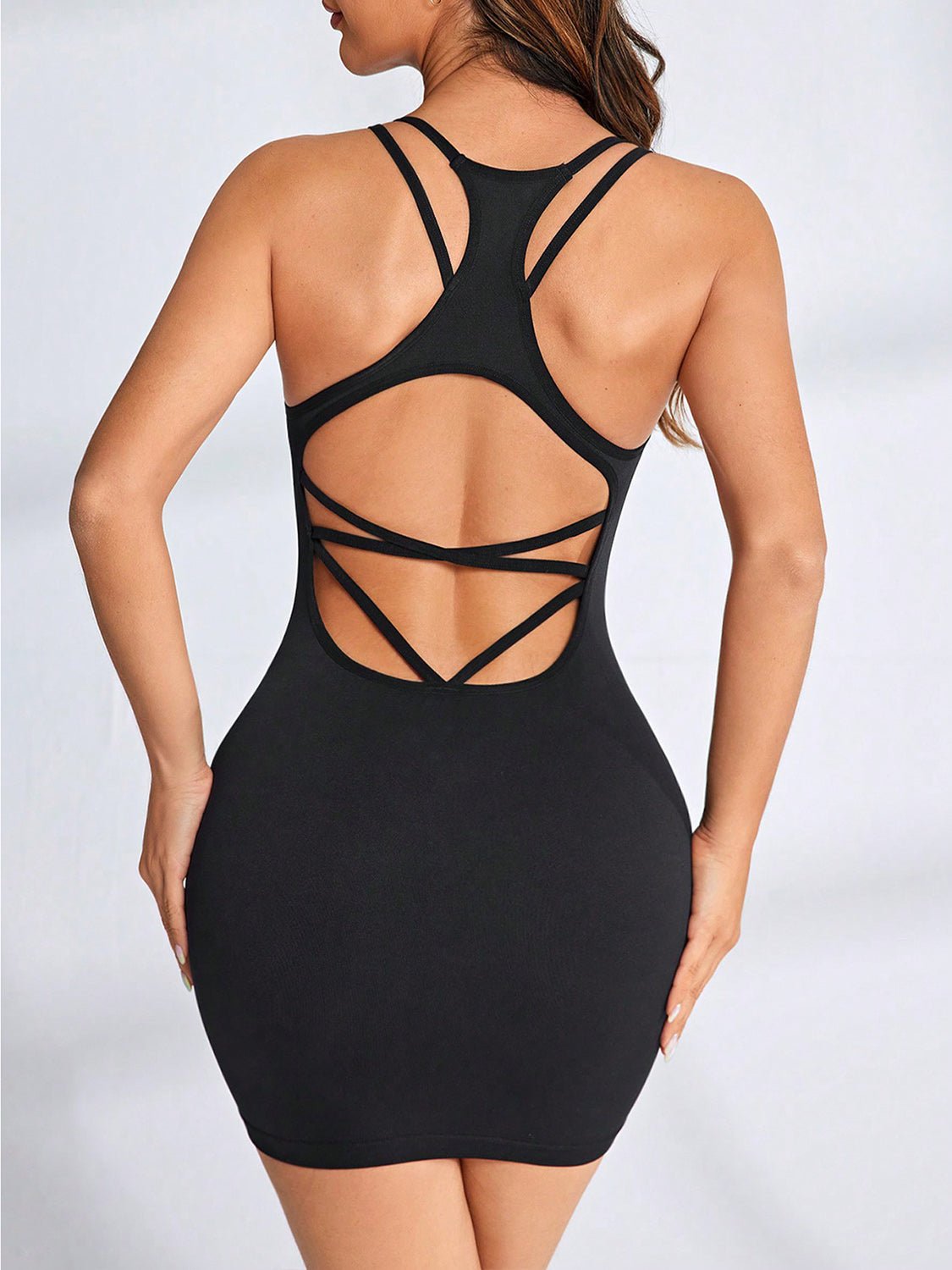 Crisscross Scoop Neck Active Dress - Luminous Bear