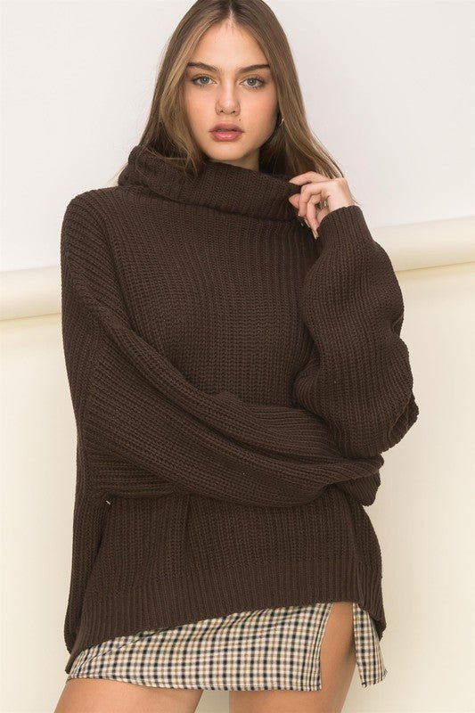 Cuddly Cute Turtleneck Oversized Sweater - Luminous Bear