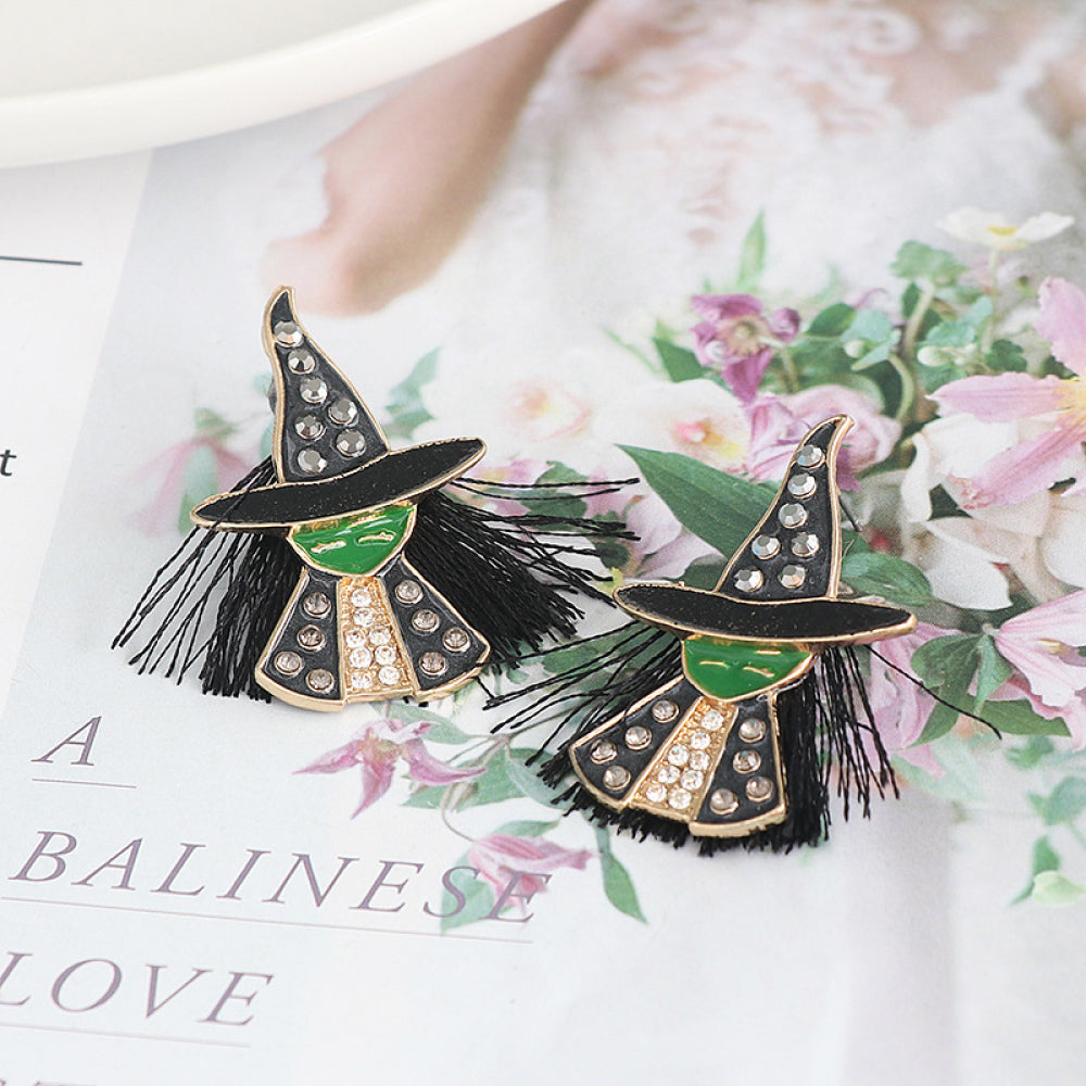 Witch Rhinestone Alloy Earrings - Luminous Bear Shop