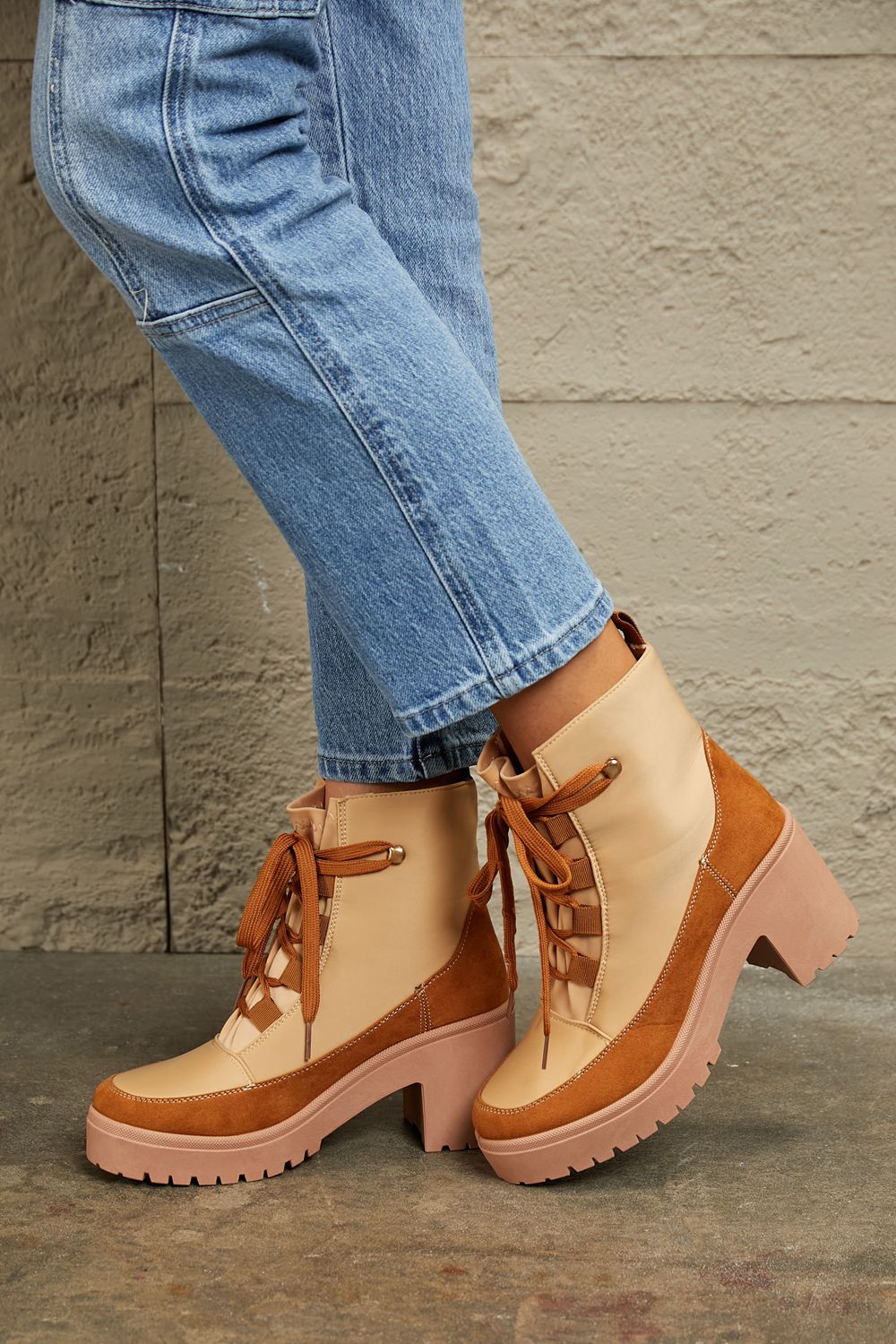 East Lion Corp Lace Up Lug Booties - Luminous Bear Shop
