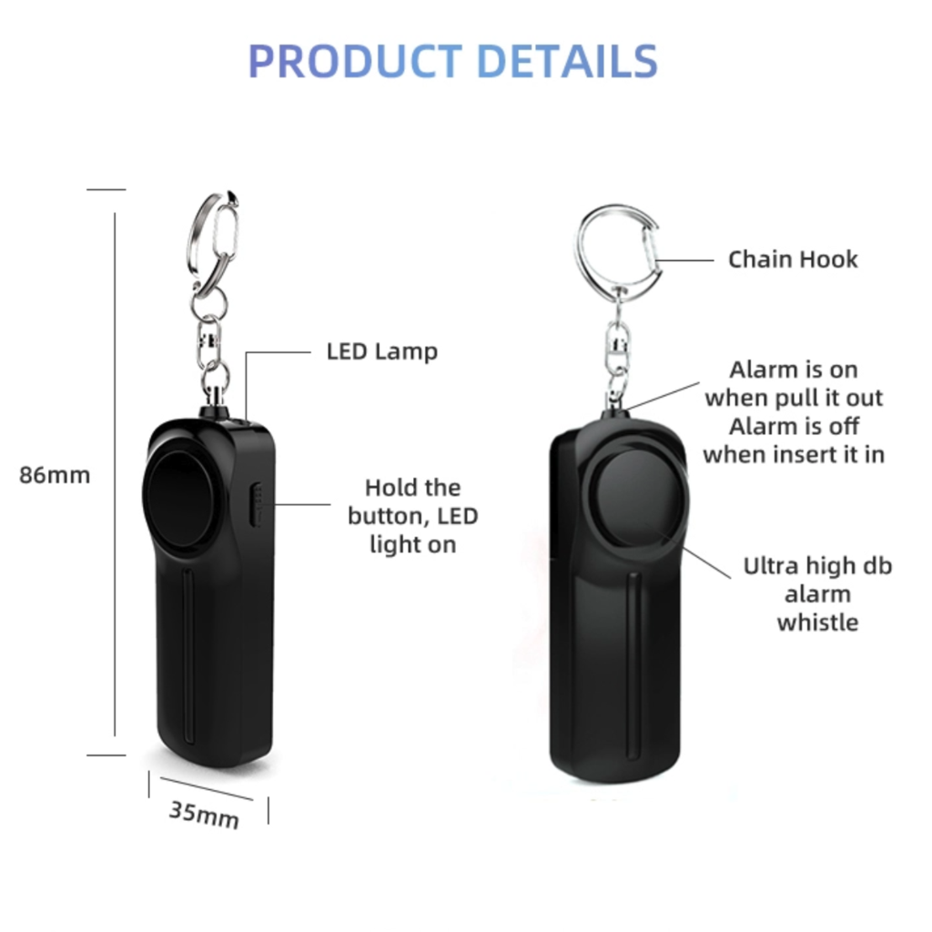 Self Defence Personal Alarm Keychain with LED Light - Luminous Bear Shop