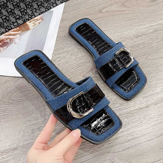 Buckle Trim Open Toe Sandals - Luminous Bear Shop