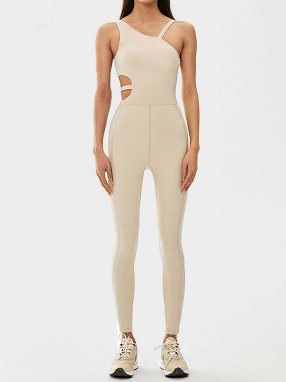 Cutout Asymmetrical Neck Active Jumpsuit - Luminous Bear Shop