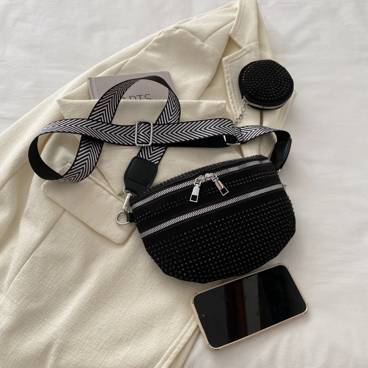 Studded Adjustable Strap Crossbody Bag - Luminous Bear Shop