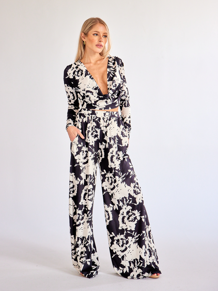 Printed Long Sleeve Top & Wide Leg Pants 2-Pc Set H6Z526LMFK - Luminous Bear Shop