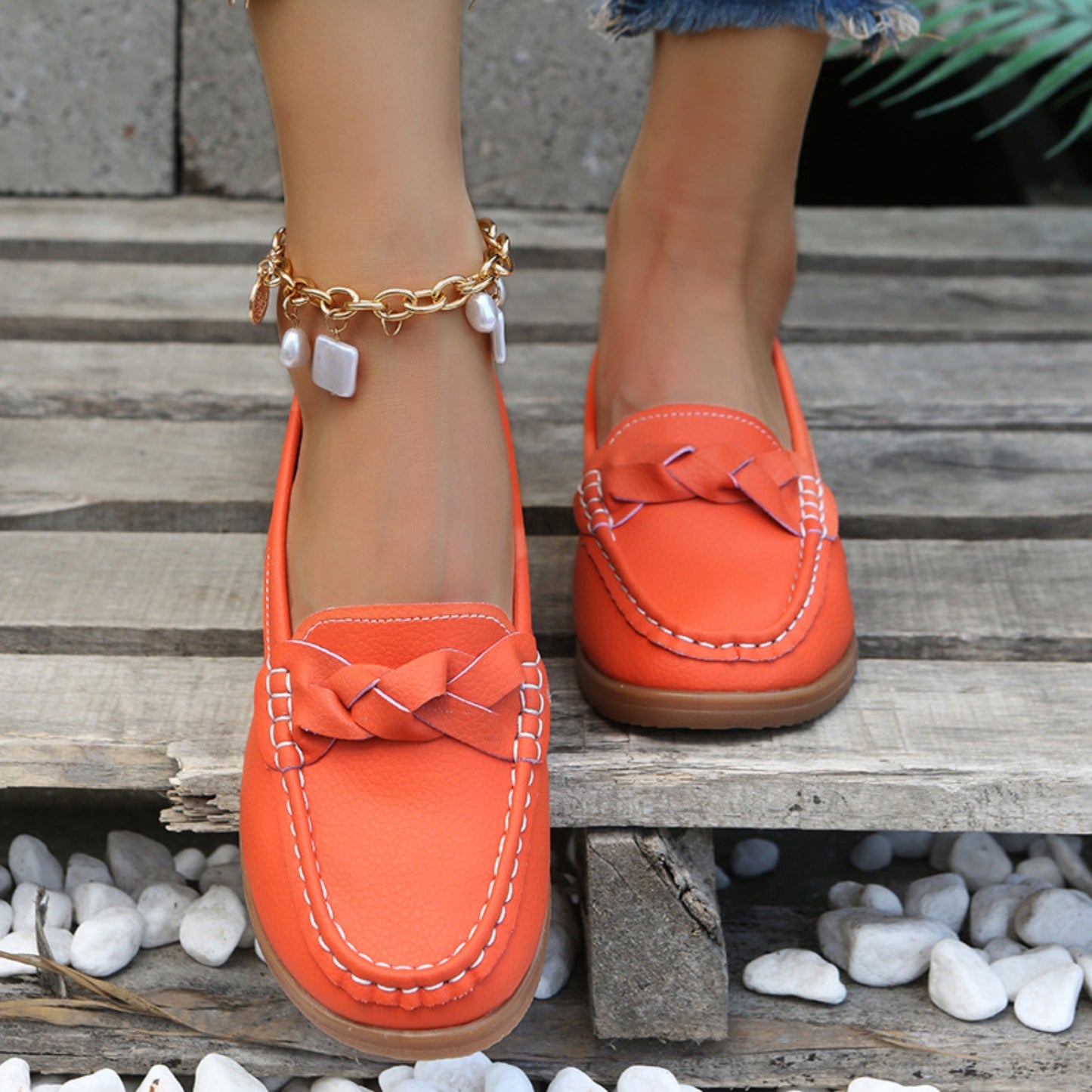 Weave Wedge Heeled Loafers - Luminous Bear Shop