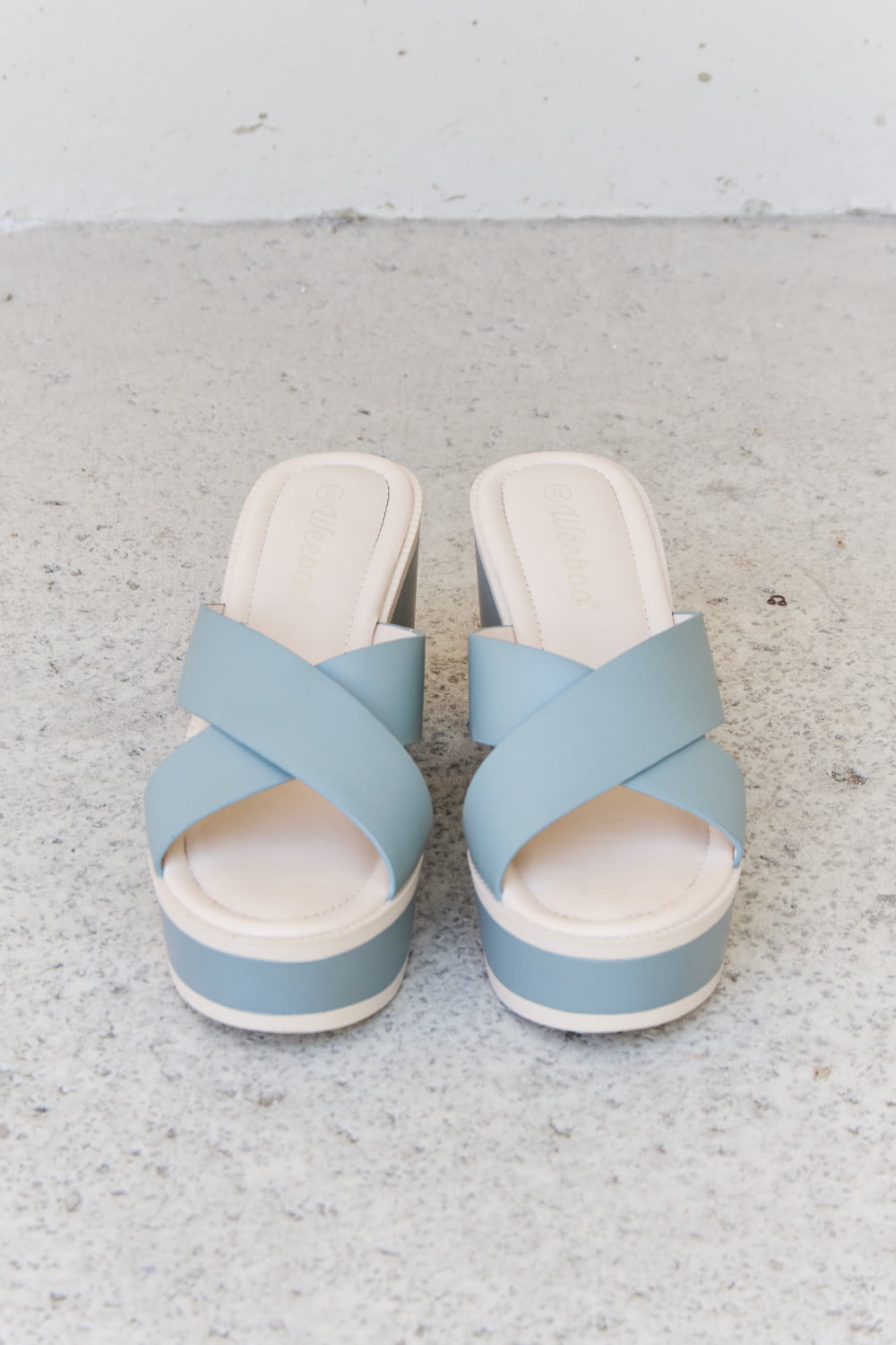 Weeboo Cherish The Moments Contrast Platform Sandals in Misty Blue - Luminous Bear Shop