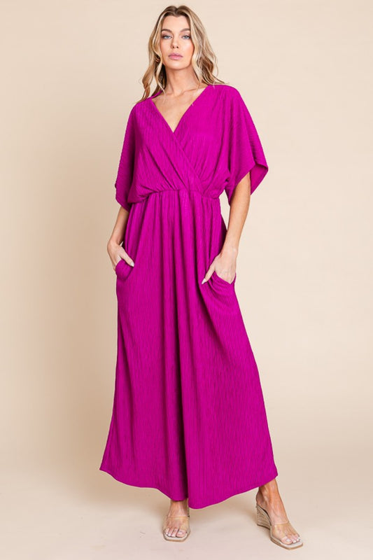 Bombom Surplice Maxi Dress with Pockets - Luminous Bear Shop