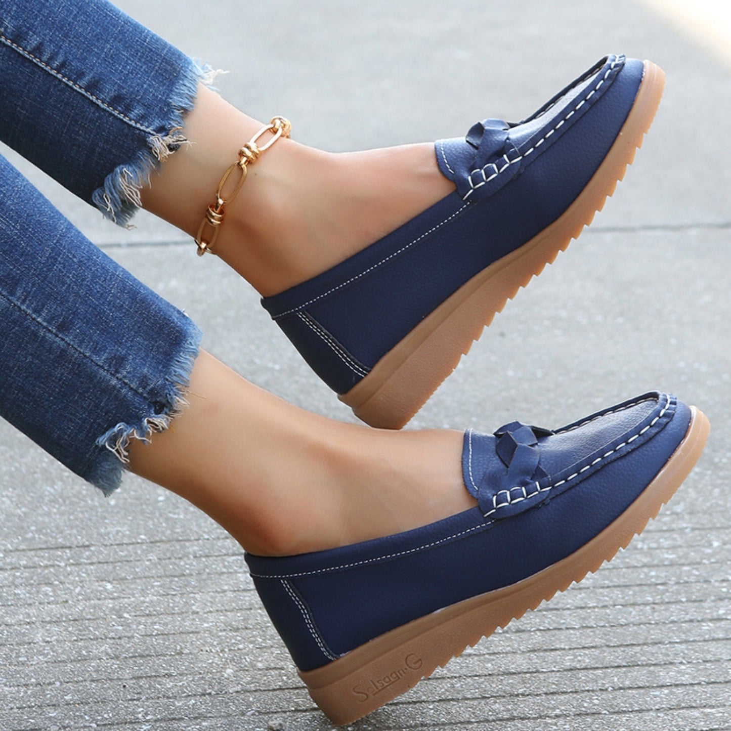 Weave Wedge Heeled Loafers - Luminous Bear Shop
