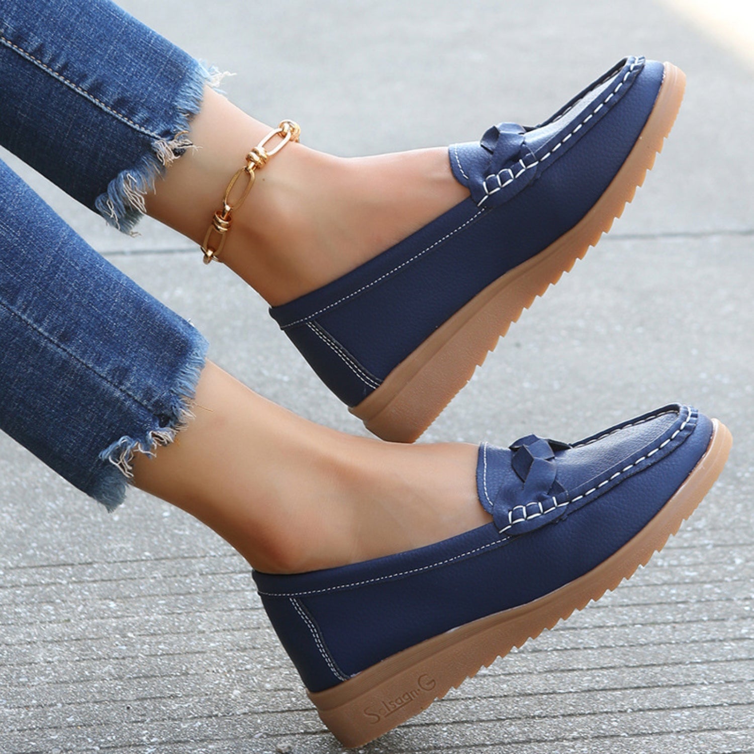 Weave Wedge Heeled Loafers - Luminous Bear Shop