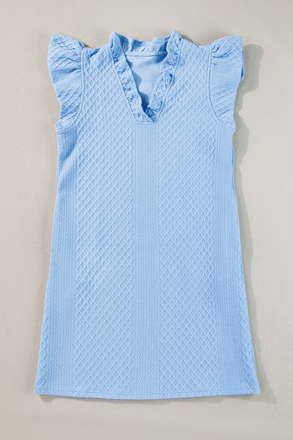 Ruffled V-Neck Cap Sleeve Mini Dress - Luminous Bear Shop