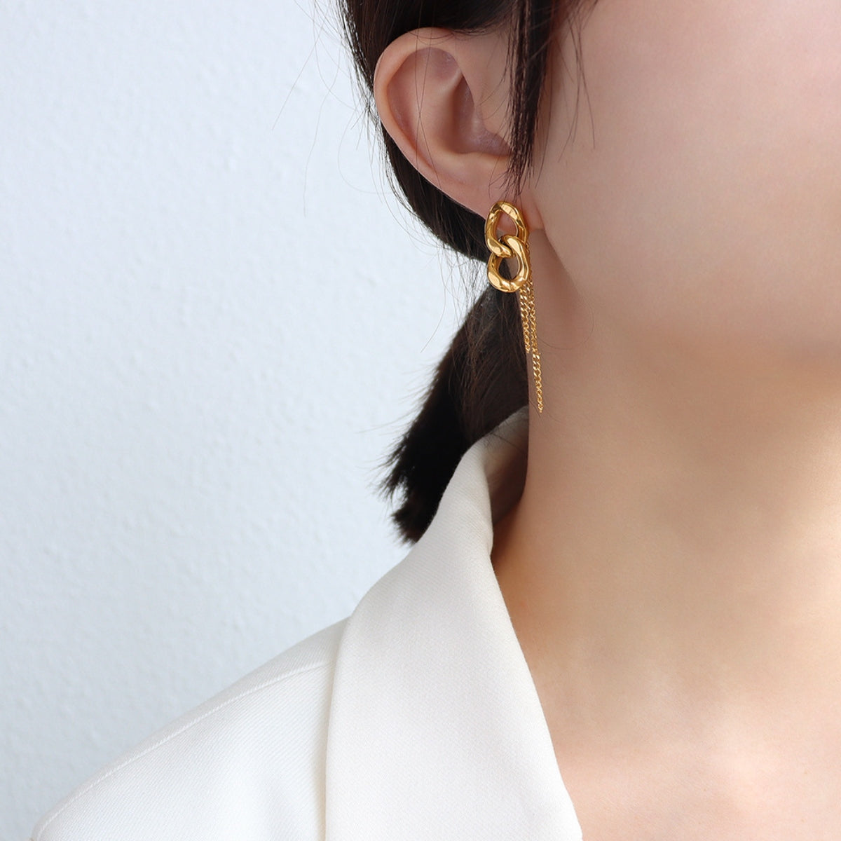 Titanium Steel Chain Shape Earrings - Luminous Bear Shop