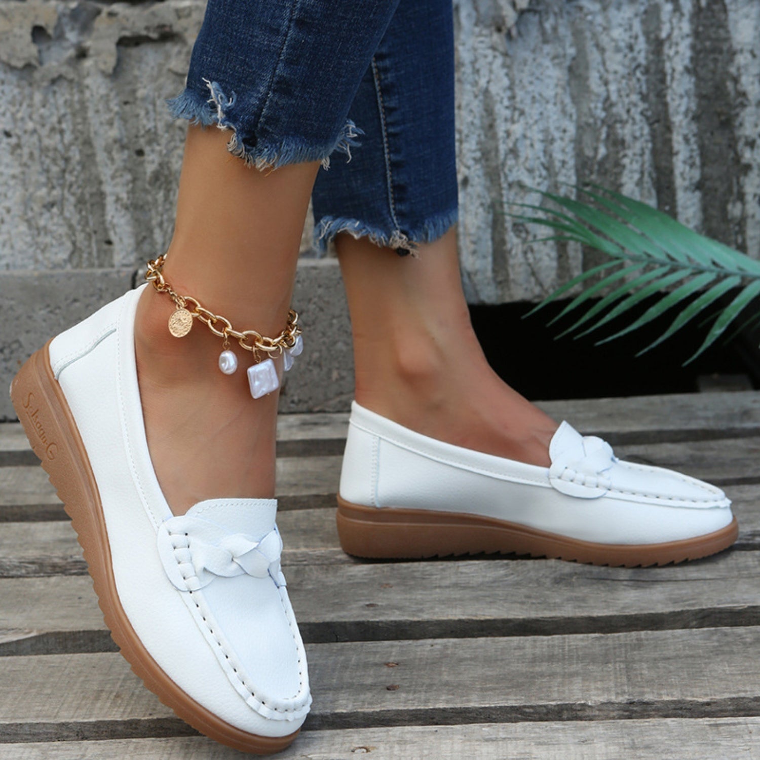 Weave Wedge Heeled Loafers - Luminous Bear Shop