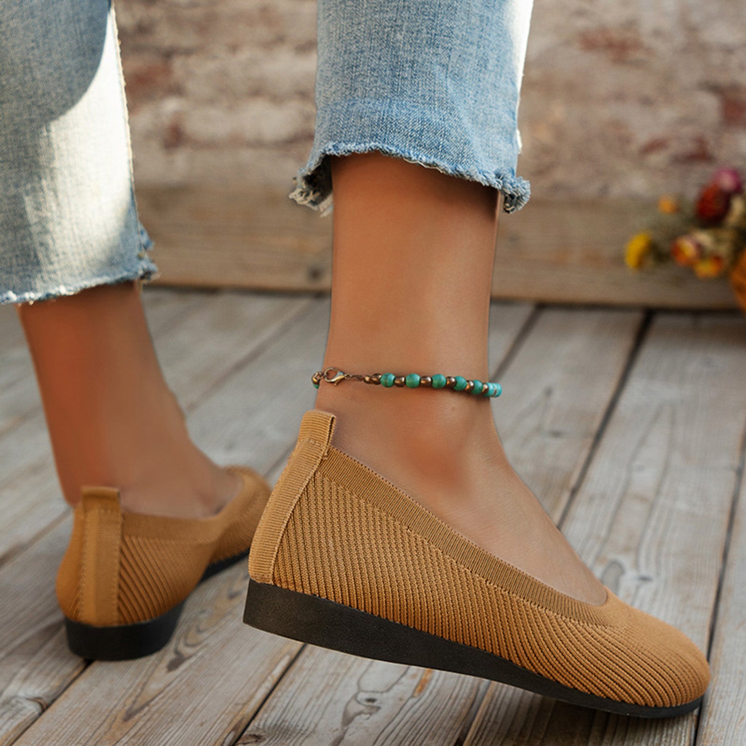 Round Toe Knit Ballet Flats - Luminous Bear Shop