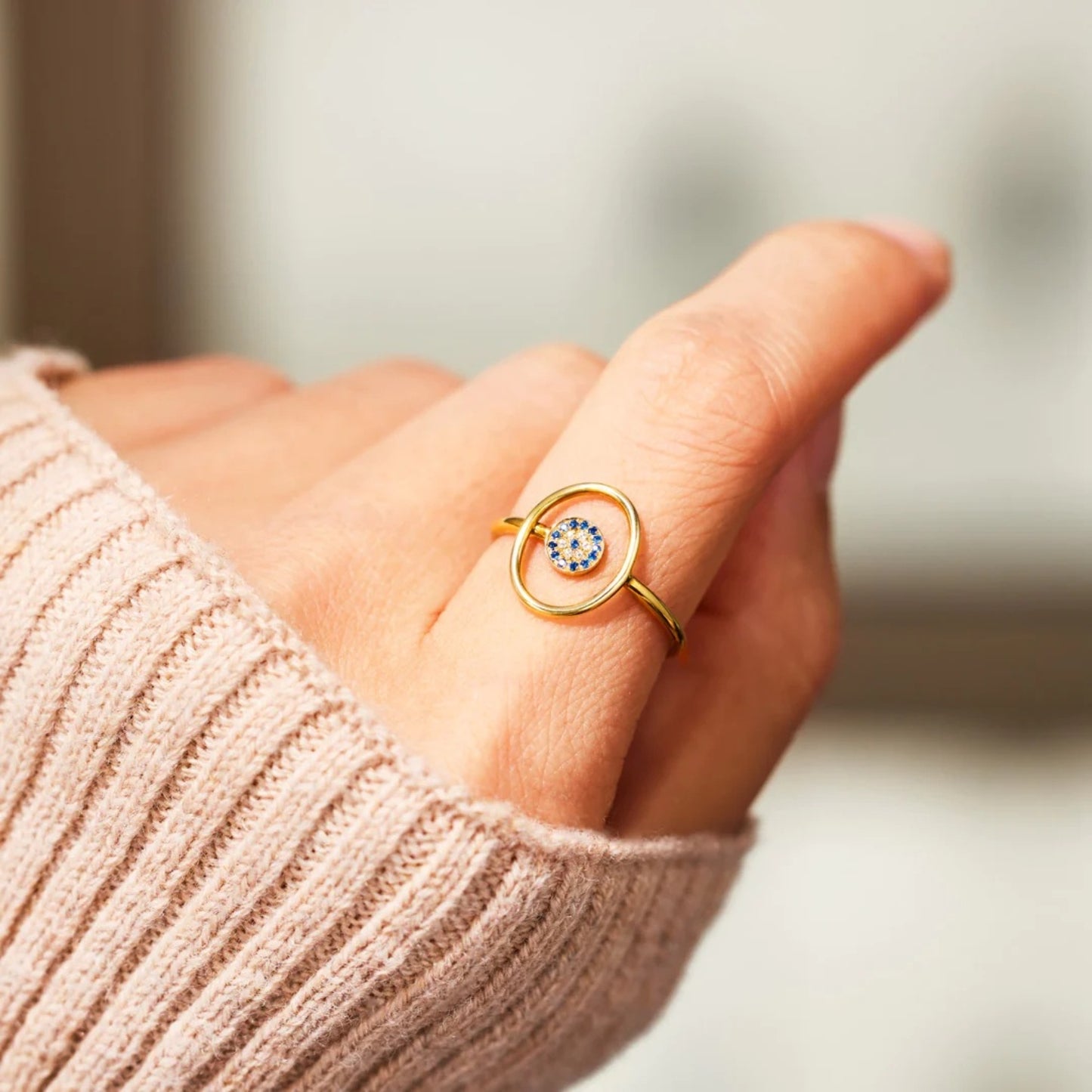 925 Sterling Silver Evil Eye Ring - Luminous Bear Shop